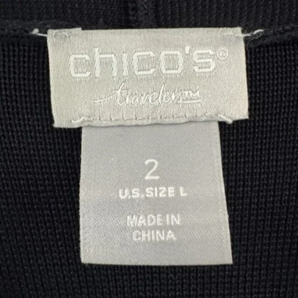Chicos Womens Travelers Sweater Dark Navy Blue Heavy Open Front Cardigan Sz 2 Lg - Picture 4 of 7